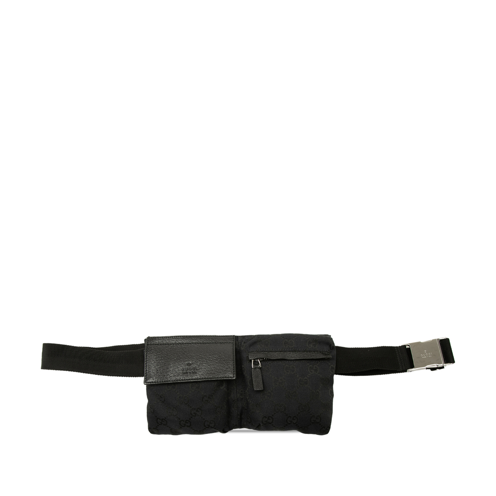 Pre-Loved Gucci GG Canvas Double Pocket Belt Bag